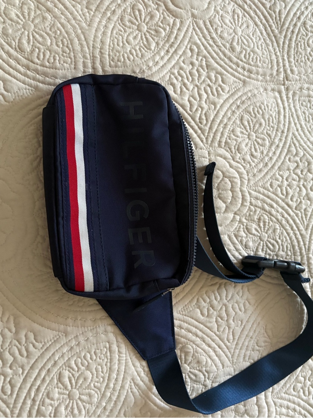 Tommy Hilfiger Navy Belt Bag with Red & White Stripe